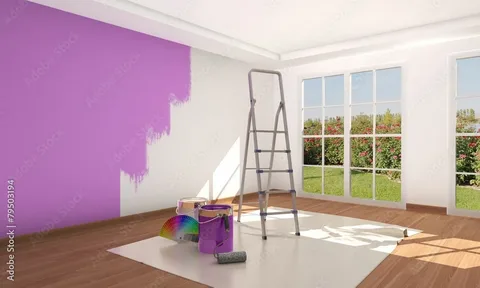 A room with purple painting