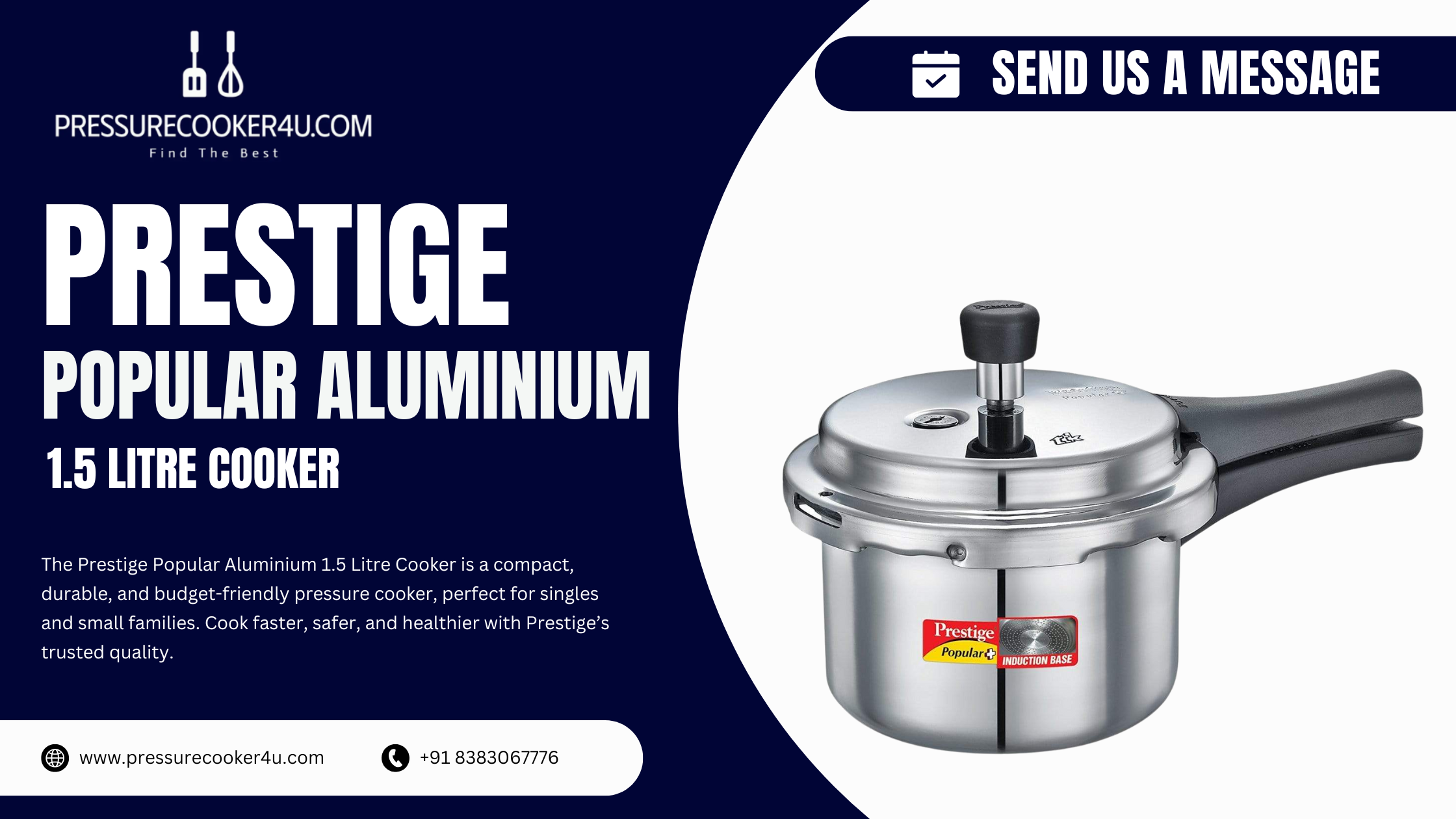 Prestige Popular Aluminium 1.5 Litre Cooker