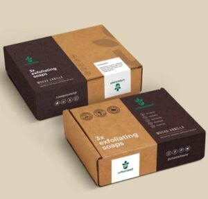 Eco-friendly custom soap box with kraft paper and floral print.