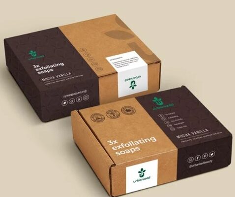 Eco-friendly custom soap box with kraft paper and floral print.