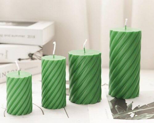 Big Spiral Pillar Scented Candle for Home & Party – Green | Derben Clove